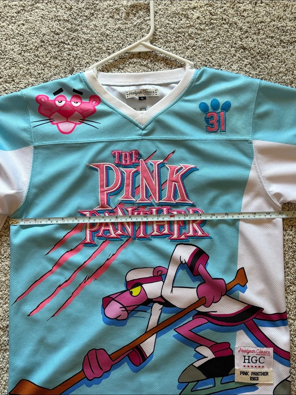 Pink Panther Jersey in Light Blue & White by Headgear Classics